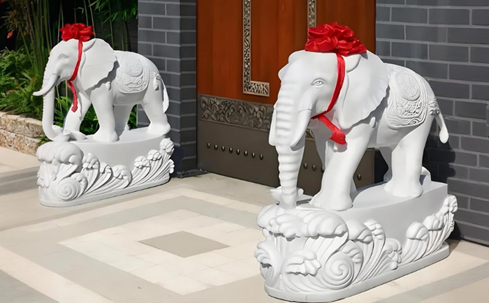 曲陽優(yōu)藝園林雕塑“吉祥石象”雕刻藝術(shù)賦能風水美學